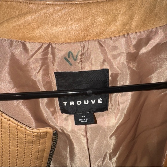 Trouve Leather ZIP Jacket Cotton Blend Medium Tan Camel Color - Picture 8 of 14